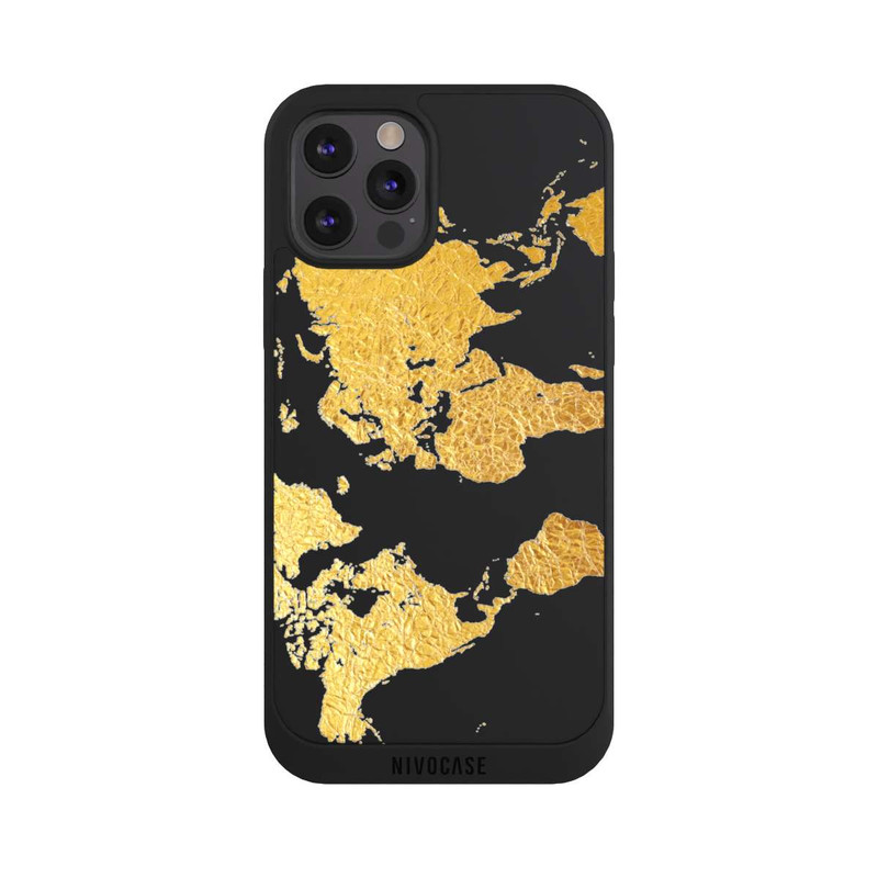 iPhone 12 Pro Max NIVOpure Weltkarte Gold Transparent