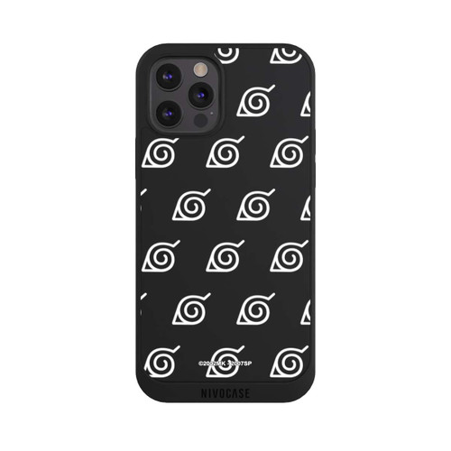 Apple iPhone 12 Pro Max NIVOpure Konoha Pattern Blanc sur Fond Transparent