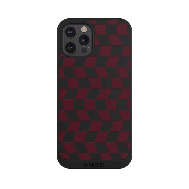 iPhone 12 Pro Max NIVOpure Rouge vin en damier