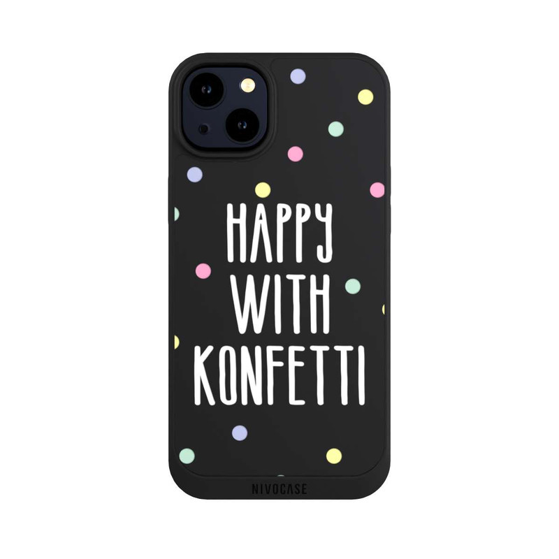iPhone 14 Plus NIVOpure Happy with Konfetti White ohne Hintergrund