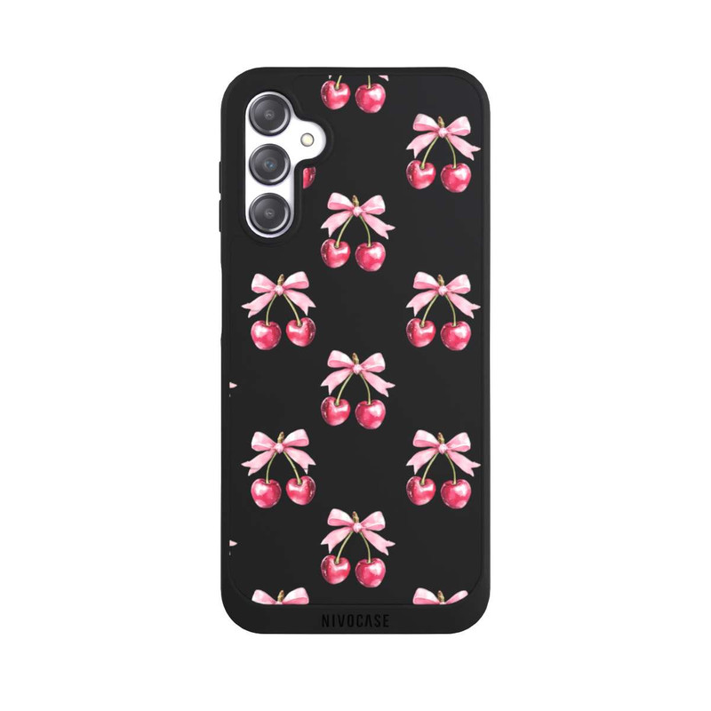 Galaxy A14 5G NIVOpure Motif Nœud Cerise transparent avec IA