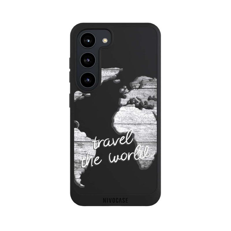 Galaxy S23 NIVOpure Weltkarte Holz ohne Hintergrund