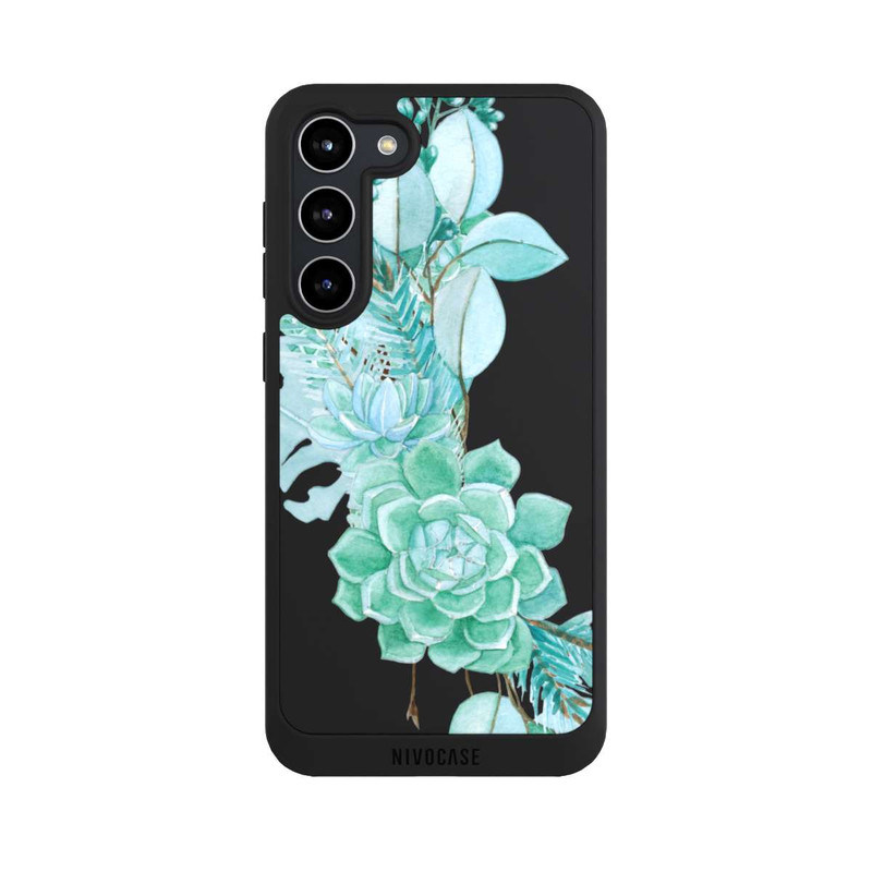 Galaxy S23 + NIVOpure Sukkulenten Blumen Mintgrün Transparent