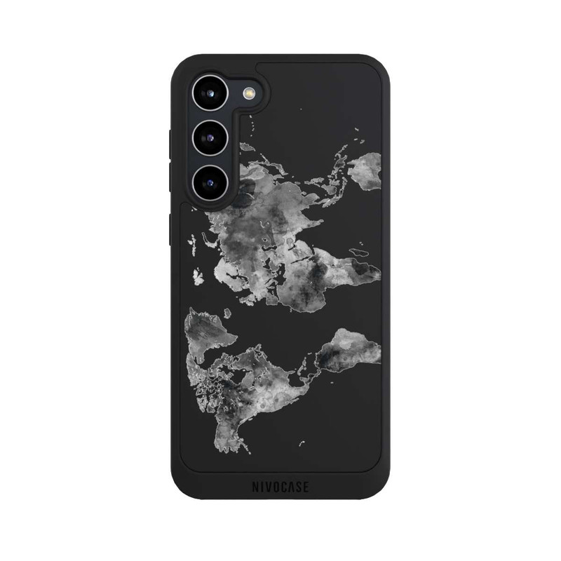 Galaxy S23 + NIVOpure Weltkarte Schwarz Transparent