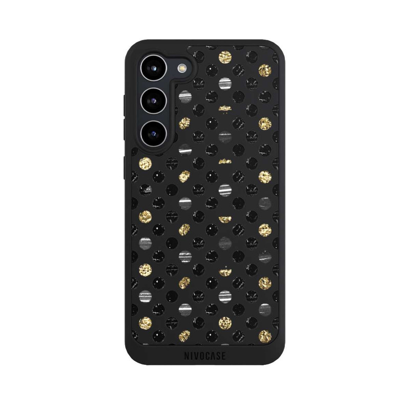 Galaxy S23 + NIVOpure Gold Black Polka Dots