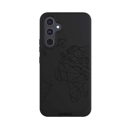 Samsung Galaxy A54 5G NIVOpure Polygon Weltkarte Schwarz ohne Hintergrund