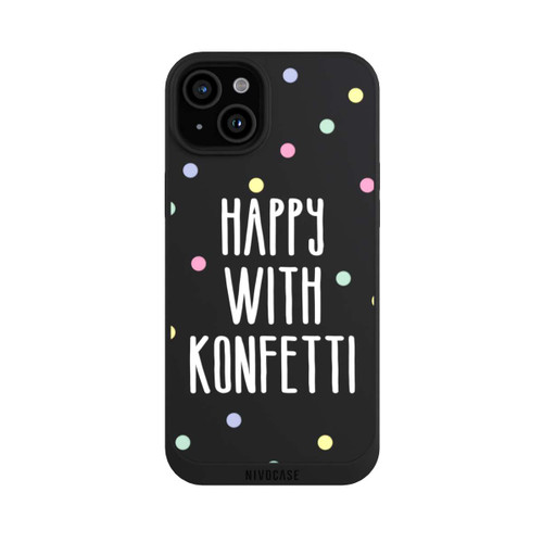Apple iPhone 15 Plus NIVOpure Happy with Konfetti White ohne Hintergrund