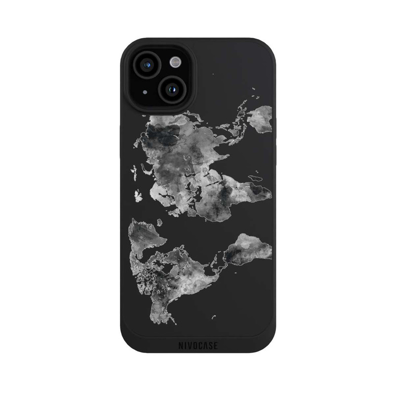 iPhone 15 Plus NIVOpure World Map Black Transparent