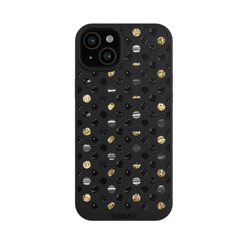 Apple iPhone 15 Plus NIVOpure Gold Black Polka Dots