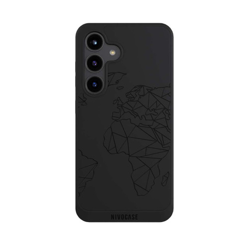 Samsung Galaxy S24 NIVOpure Polygon Weltkarte Schwarz ohne Hintergrund