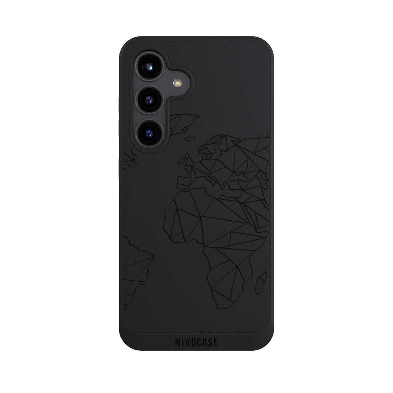 Galaxy S24 NIVOpure Polygon Weltkarte Schwarz ohne Hintergrund