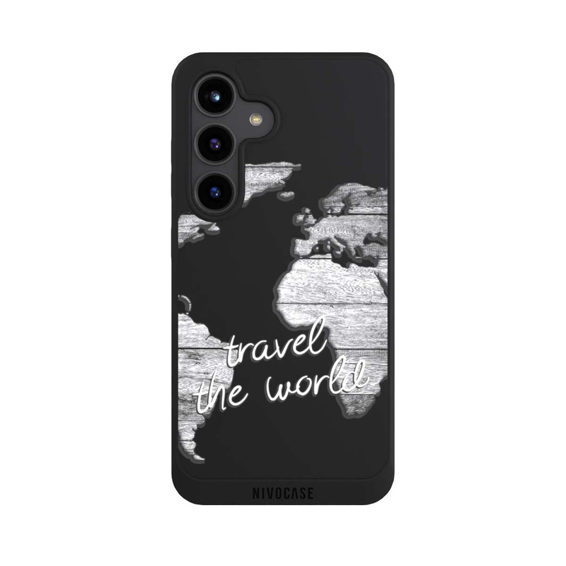 Galaxy S24 NIVOpure Carte du Monde Bois sans Fond