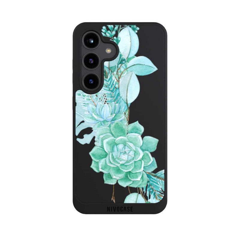 Galaxy S24 NIVOpure Fleurs Vertes Menthes Transparent