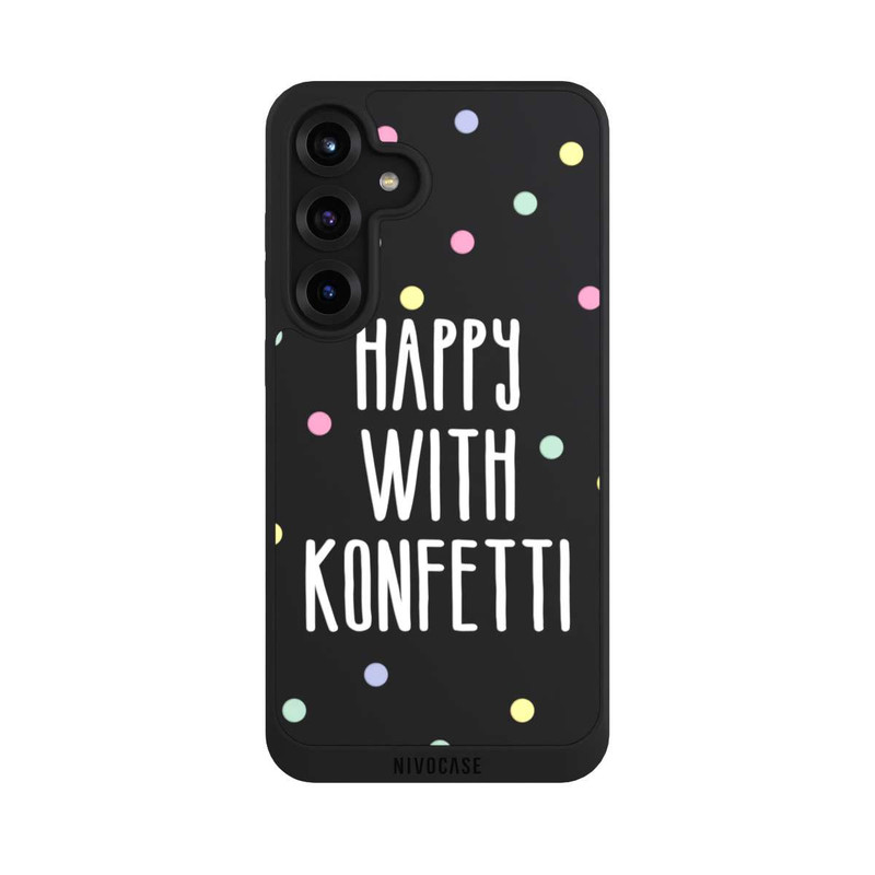 Galaxy S25 + NIVOpure Happy with Konfetti White ohne Hintergrund