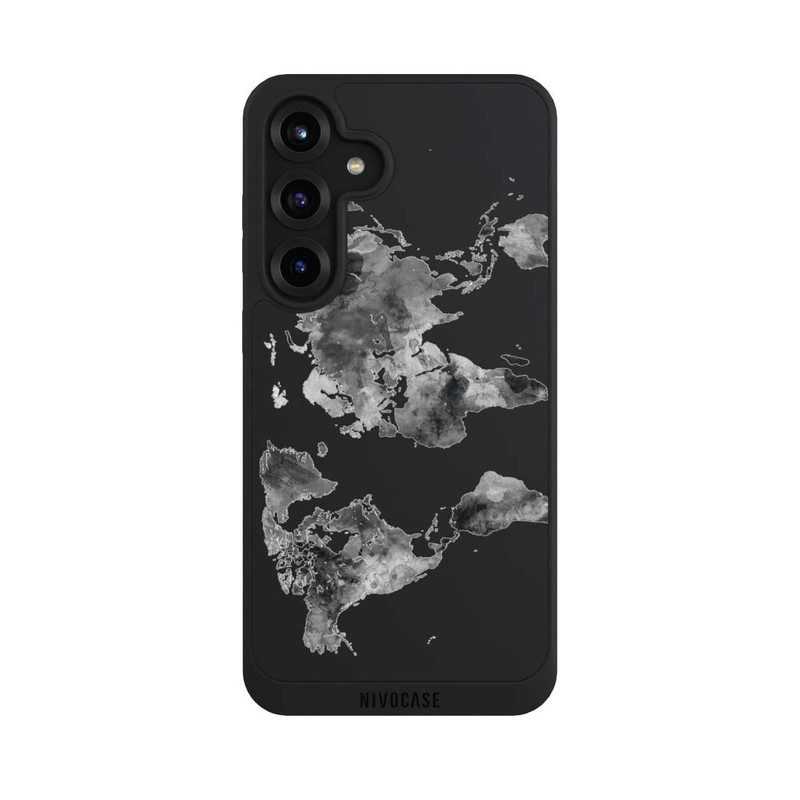 Galaxy S25 + NIVOpure Weltkarte Schwarz Transparent