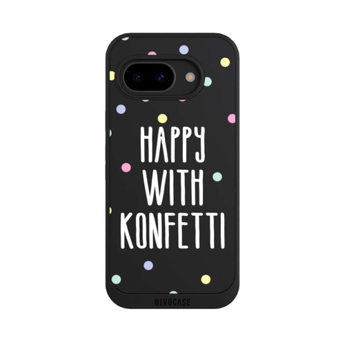 Google Pixel 9a NIVOpure Happy with Konfetti White ohne Hintergrund