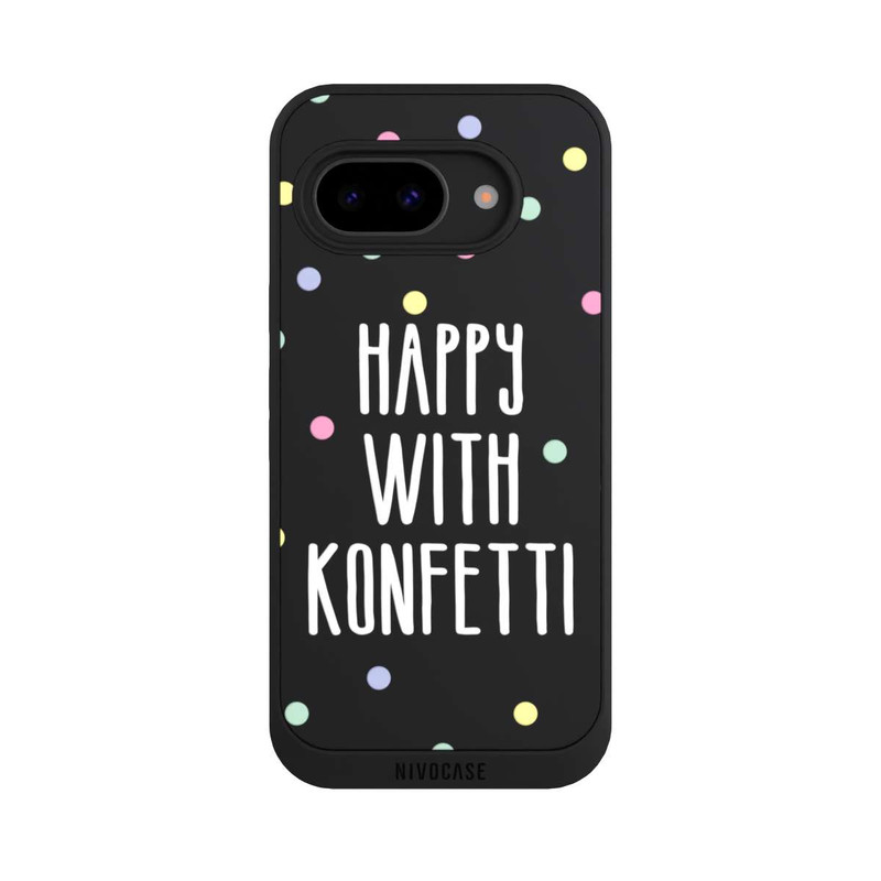 Pixel 9a NIVOpure Happy with Konfetti White ohne Hintergrund