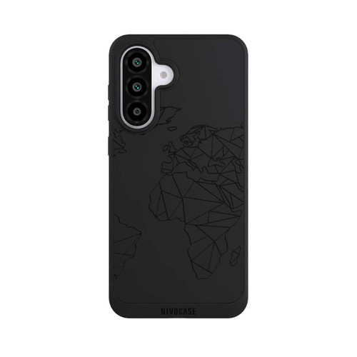Samsung Galaxy A56 5G NIVOpure Polygon Weltkarte Schwarz ohne Hintergrund