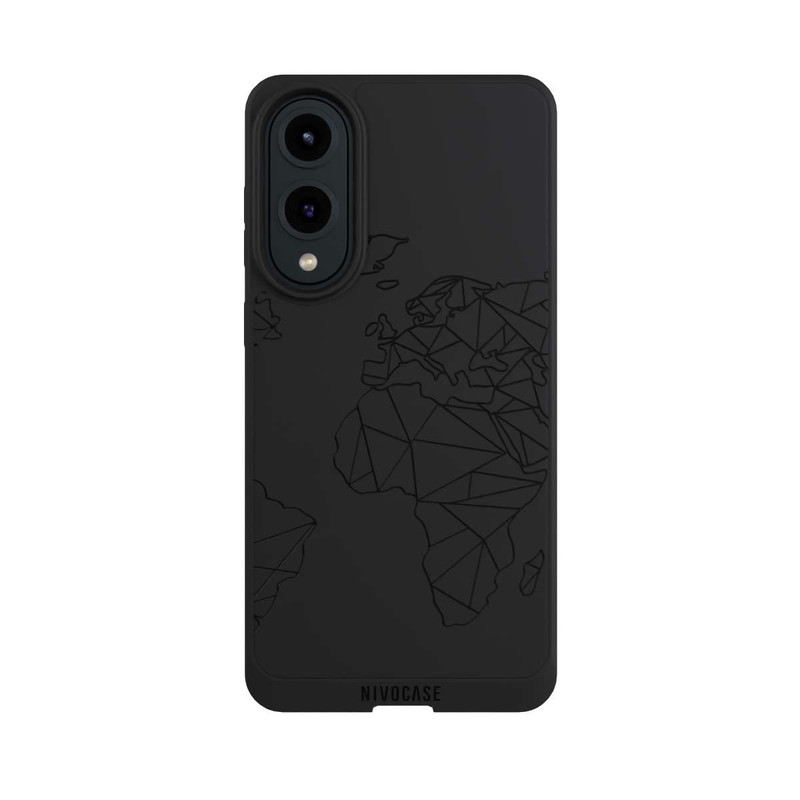 Galaxy S25 Edge NIVOpure Carte Polygone Noir sans Fond