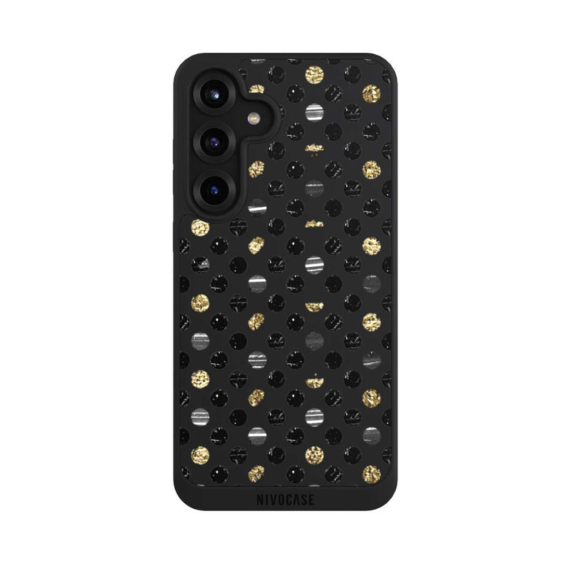 Galaxy S25 + NIVOpure Gold Black Polka Dots