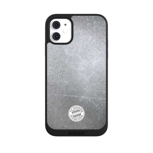 Apple iPhone 11 NIVOpure Klassisches FCB Logo Klein - Weiß auf Metalllook