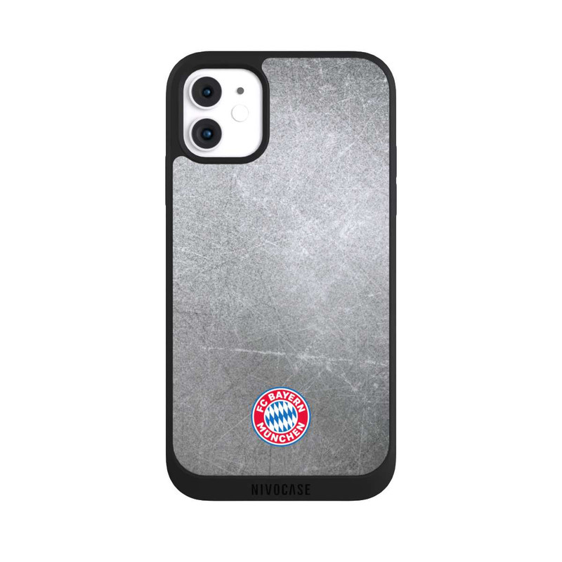 iPhone 11 NIVOpure Klassisches FCB Logo Klein - Bunt auf Metalllook