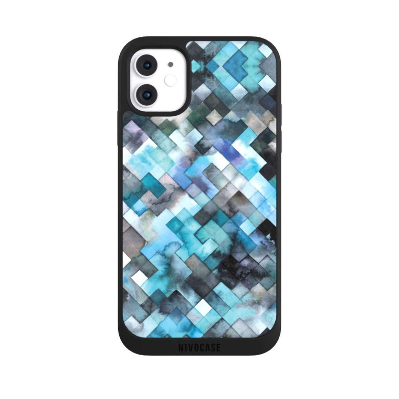 iPhone 11 NIVOpure stimmungsvolles geometrisches Muster blau