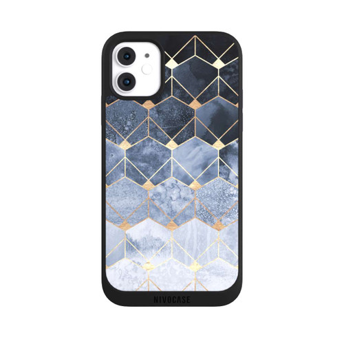 Apple iPhone 11 NIVOpure Blue Hexagons And Diamonds Gold Print