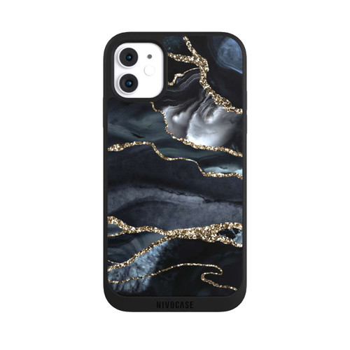 Apple iPhone 11 NIVOpure Dunkler Marmor Gold Glitzerlook