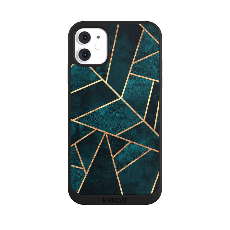 iPhone 11 NIVOpure Tief Blaugrün Stein Gold Druck