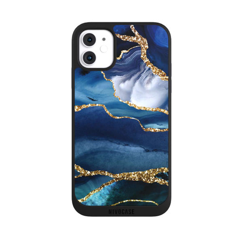 Apple iPhone 11 NIVOpure Aspect marbre bleu pailleté doré