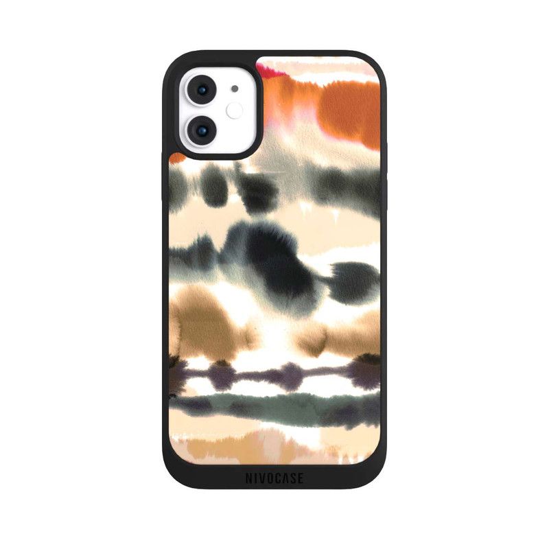 iPhone 11 NIVOpure Lignes d'aquarelle nautique douces orange