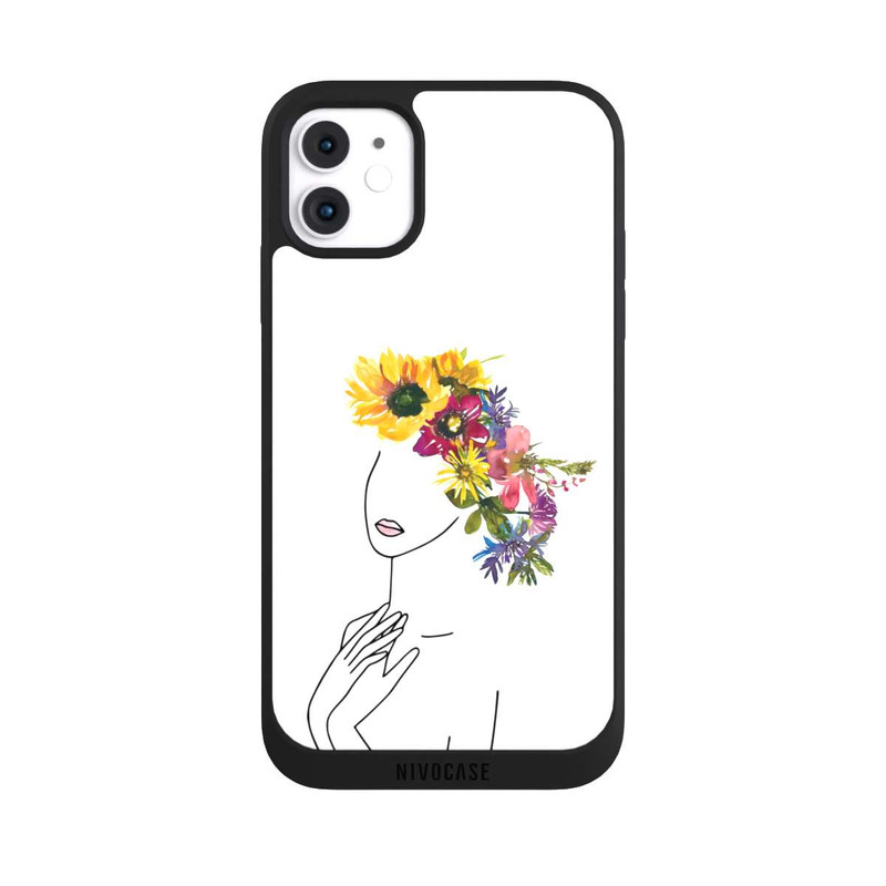 iPhone 11 NIVOpure Line Art Frau mit Blumenkrone