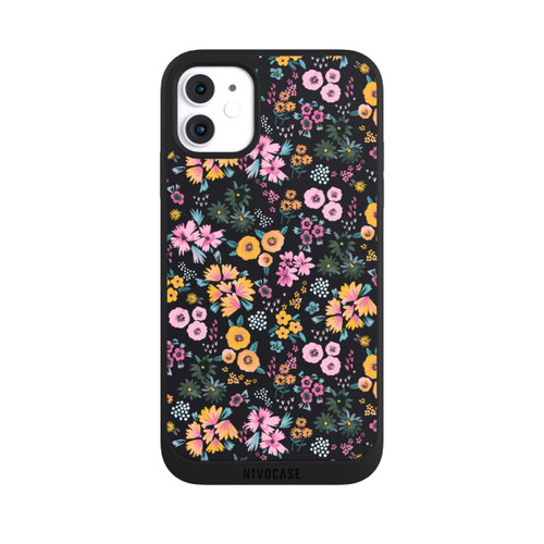 Apple iPhone 11 NIVOpure Kleine bunte Blumen Schwarz 2