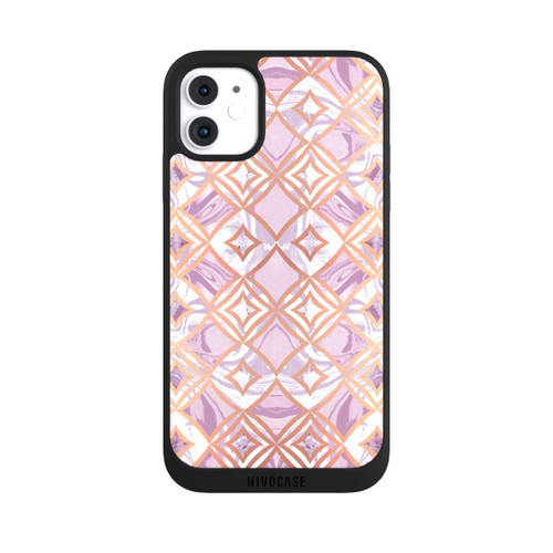 Apple iPhone 11 NIVOpure Pink Gold Rhombic Marble Tiles