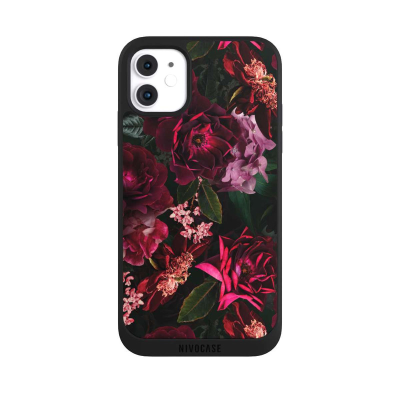 iPhone 11 NIVOpure Fleurs rouge foncé et roses