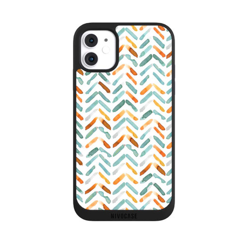 Apple iPhone 11 NIVOpure Elegantes Herbstchevron Blau Orange