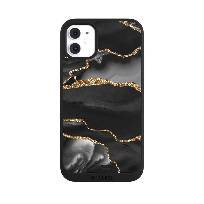 iPhone 11 NIVOpure Dark Marble Stripes Gold Look