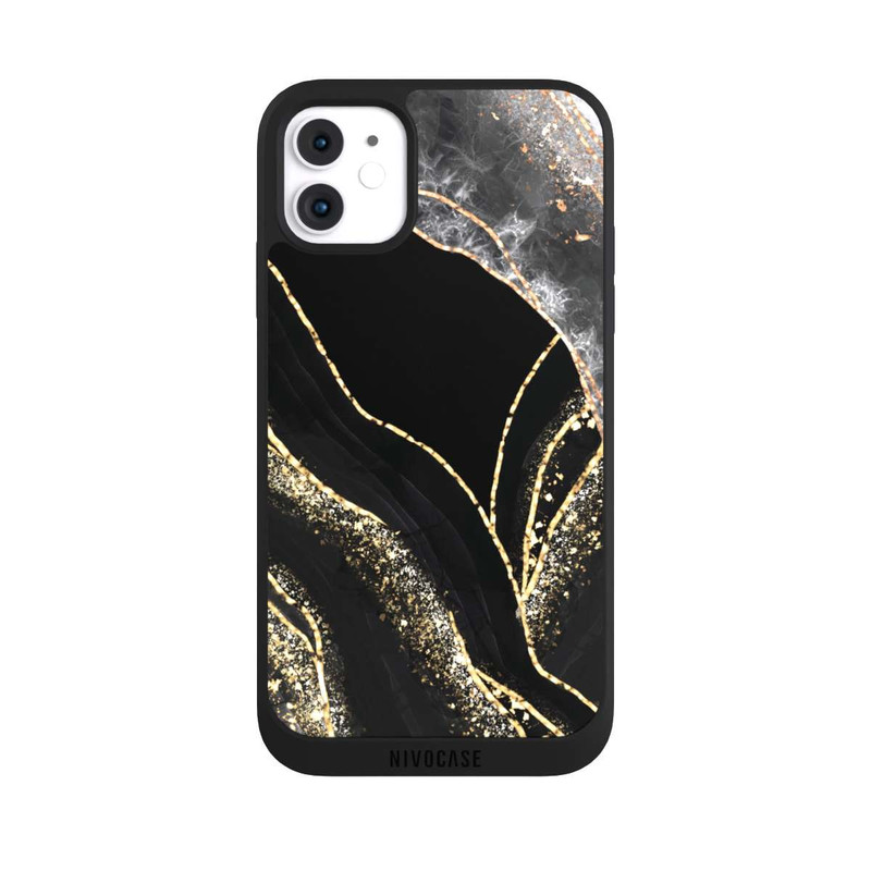 iPhone 11 NIVOpure Dunkler Marmor Gold