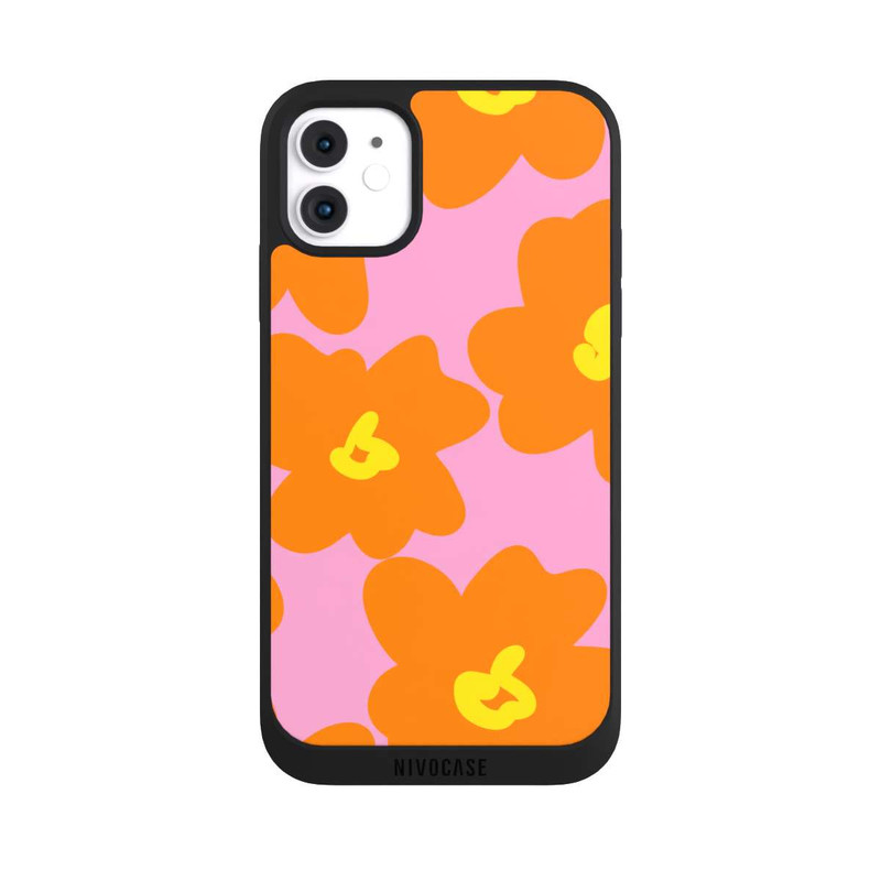 iPhone 11 NIVOpure Retro floral pattern pink and orange