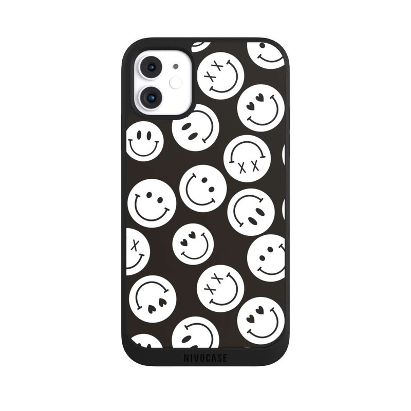 iPhone 11 NIVOpure Smiles Emotes Pattern Black And White