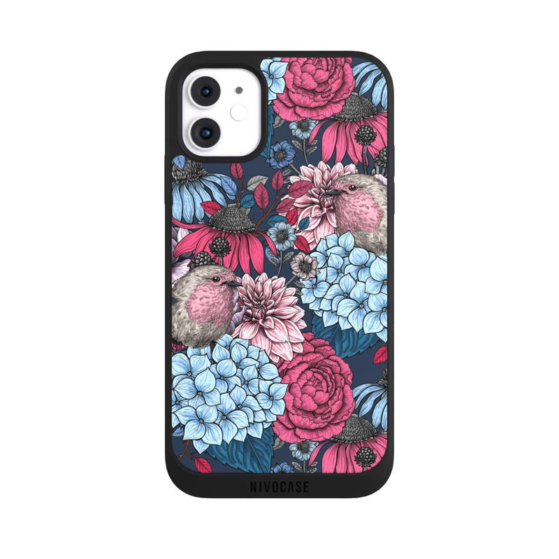 iPhone 11 NIVOpure Birds And Flowers Petrol Red