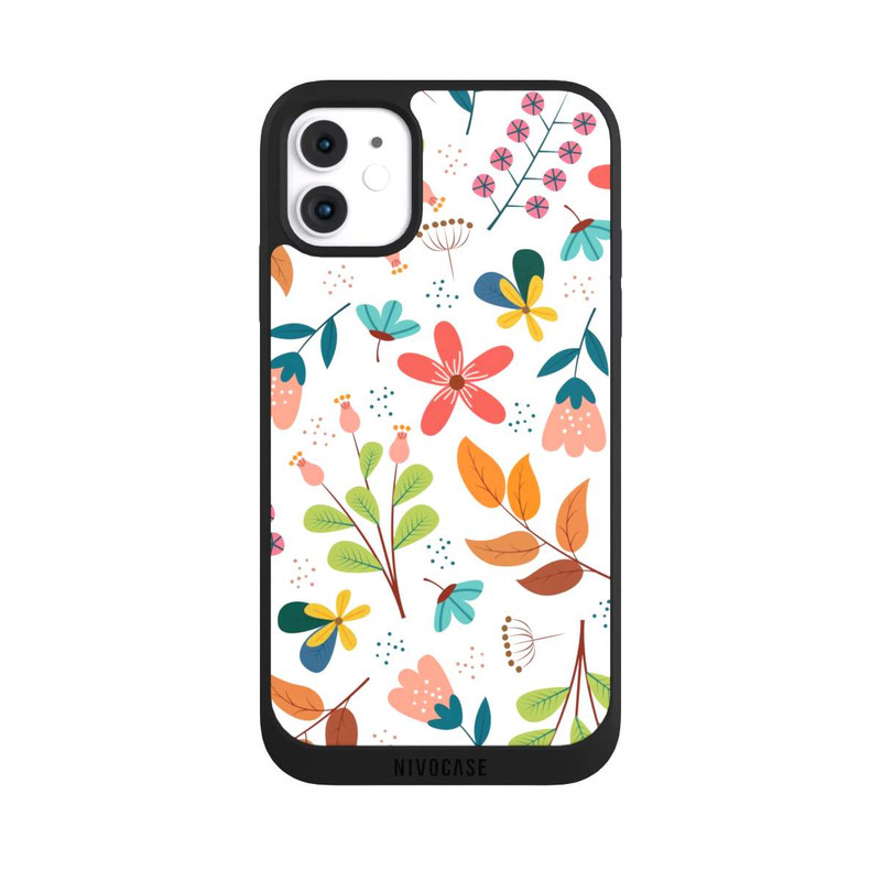 iPhone 11 NIVOpure Fleurs et feuilles blanches
