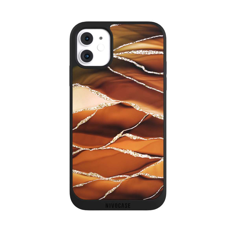 iPhone 11 NIVOpure Braune Marmorstreifen im Glitzer Look