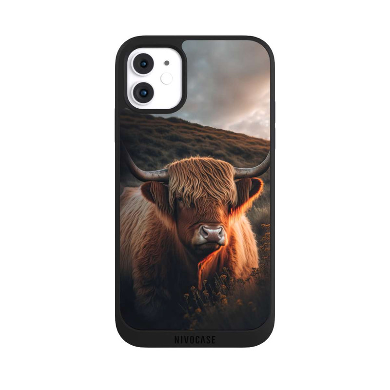 iPhone 11 NIVOpure Vache Highland avec de grandes cornes avec IA