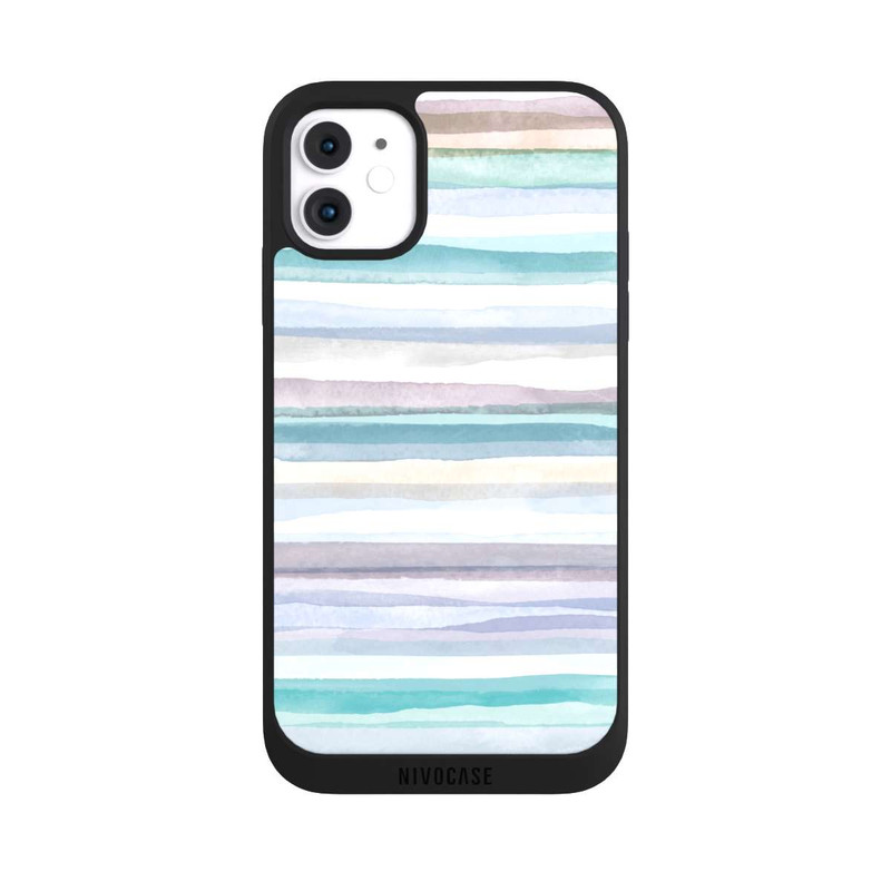 iPhone 11 NIVOpure Rayures pastel bleu