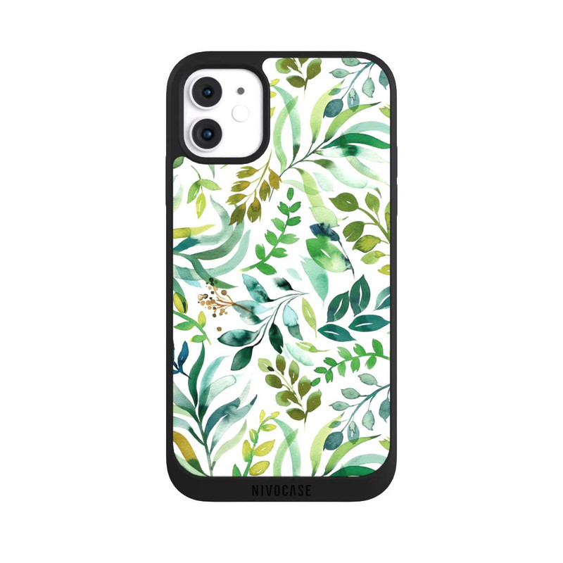 iPhone 11 NIVOpure Watercolor Palms Leaves Botanical Green