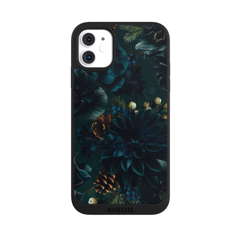 iPhone 11 NIVOpure Blumenmuster Grün und Blau