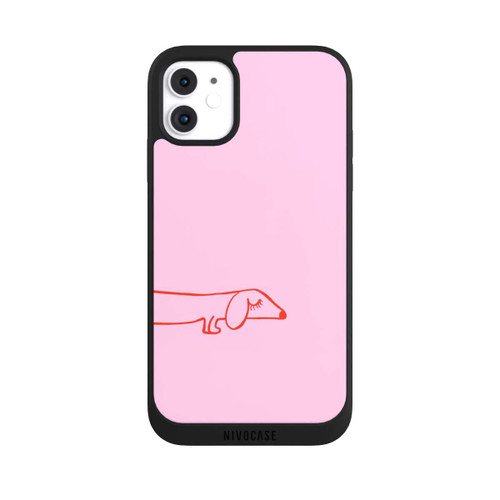 Apple iPhone 11 NIVOpure Dachshund Illustration Pink