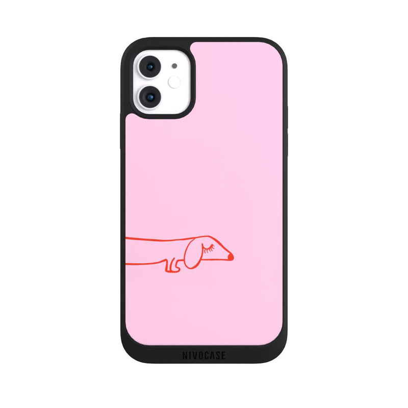 iPhone 11 NIVOpure Dachshund Illustration Pink
